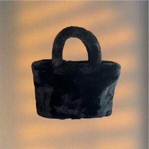 Black Faux Fur Satchel